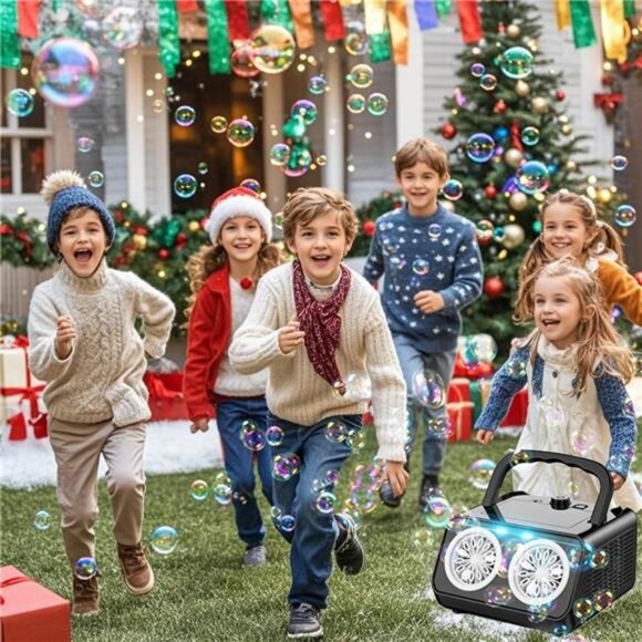 SHCKE Automatic Bubble Machine Upgrade Bubble Blower with 2 Fans, 20000+ - Picture 3 of 7